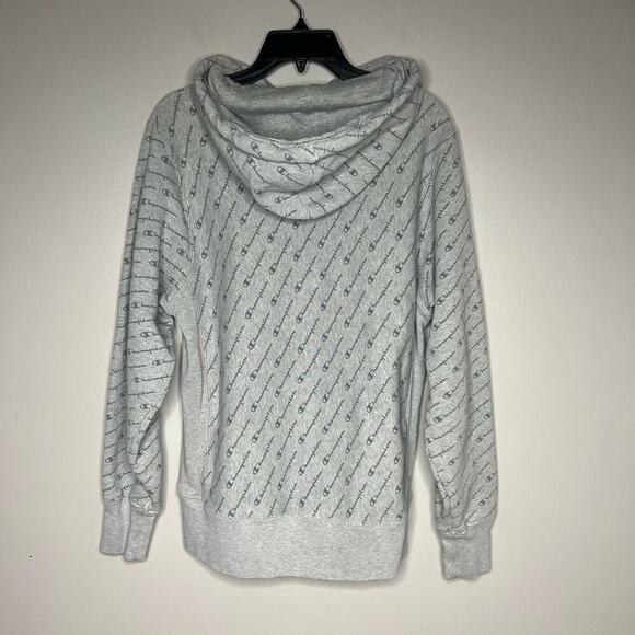Champion Men's Reverse Weave Pullover Hoodie All Over Print Size Medium Gray - Picture 6 of 9